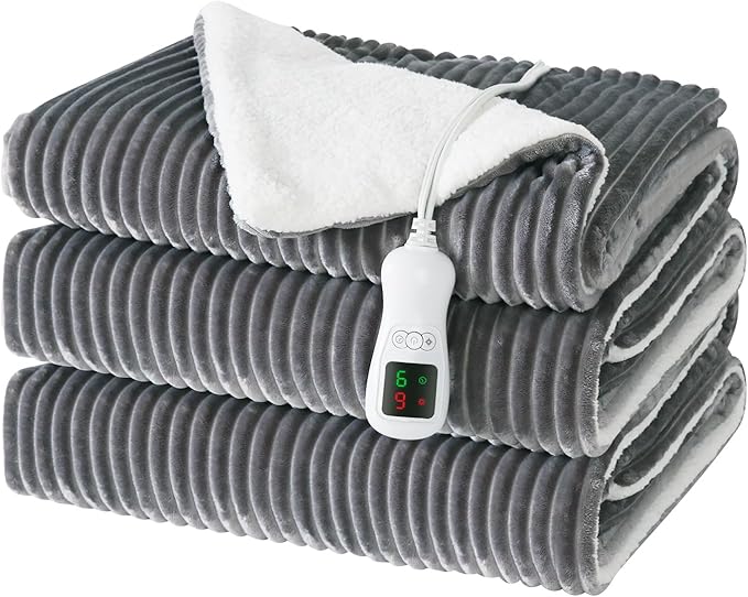 Electric Heated Blanket Full Size, Washable Blanket Warmer for Home for Adults, Fast Heating Super Cozy Soft Flannel 72" x 84", 9 Heat Levels, 1-9H Auto-Off, ETL Certified, Silver