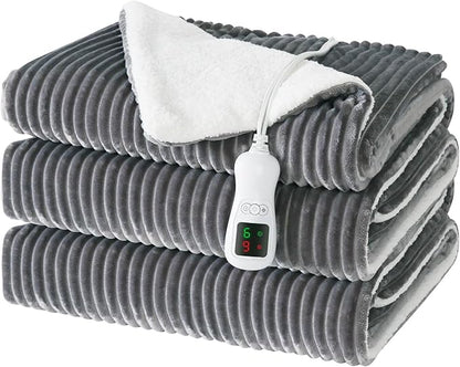 Electric Heated Blanket Full Size, Washable Blanket Warmer for Home for Adults, Fast Heating Super Cozy Soft Flannel 72" x 84", 9 Heat Levels, 1-9H Auto-Off, ETL Certified, Silver