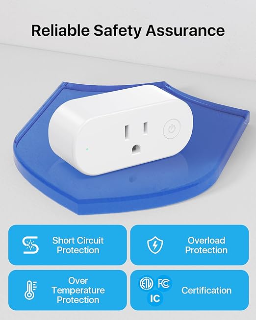 Loocam Smart Plug Compatible with Alexa Mini, Smart Home Wi-Fi Outlet, No Hub Required, Timer Function, App Control, 2.4G WiFi Only, 4 Pack, White