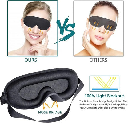 3D Sleep Mask for Men & Women – 100% Blackout Light, Soft & Smooth Eye Mask for Travel, Relaxation & Deep Sleeping, Breathable Comfort