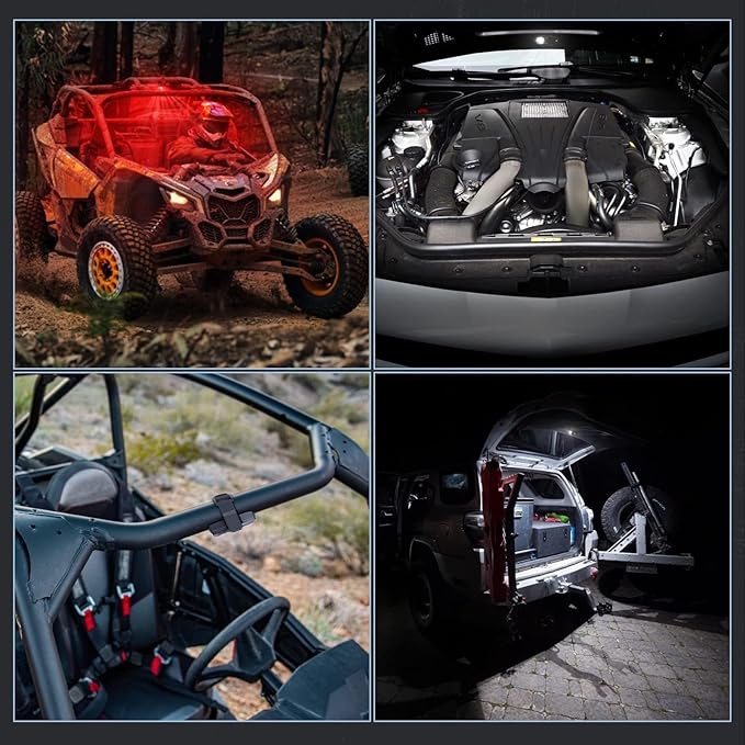 ACEC SHOP UTV Dome Light, Universal Roll Bar LED Dome Light Utility Roll Cage Lights UTV Interior Lights Courtesy Lighting Roll Bar Mount LED Light for UTV Polaris RZR SXS Ranger Truck - White/Red