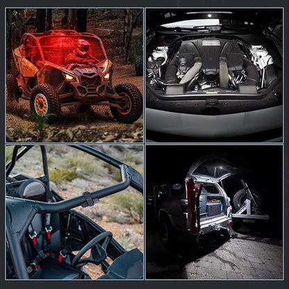 ACEC SHOP UTV Dome Light, Universal Roll Bar LED Dome Light Utility Roll Cage Lights UTV Interior Lights Courtesy Lighting Roll Bar Mount LED Light for UTV Polaris RZR SXS Ranger Truck - White/Red