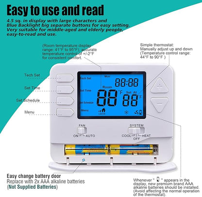 5-1-1 Day Programmable Thermostats for Home 1 Heat/ 1 Cool Conventional Single-Stage Systems