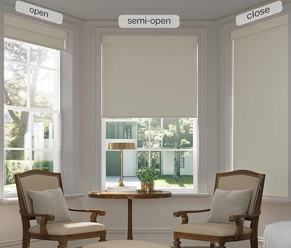 LazBlinds No Drill Blinds for Indoor Windows, Blackout Roller Shades, Cordless Window Blackout Blinds, Thermal Insulated Fabric UV Protection for Home and Office, 28.5" W x 72" H, Cream