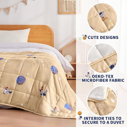 anfie Weighted Blanket Kids(36"x48" 5lbs) Weighted Blanket Cooling Blanket for Sleeping,Throw Size Breathable Blanket with Premium Glass Bead(Space Beige)