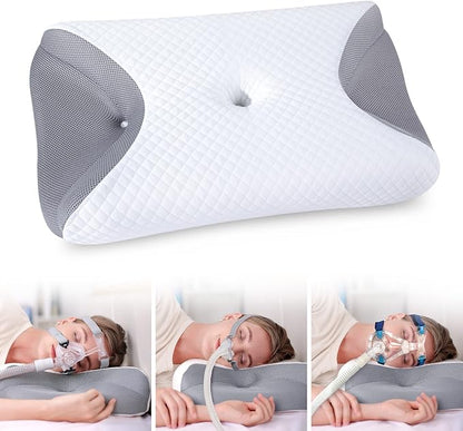 HOMCA CPAP Pillow for Side Sleeping, CPAP Nasal Pillows for All CPAP Masks Users to Reduce Air Leaks & Masks Pressure, Neck Support Pillows for Sleeping for Neck Pain Relief