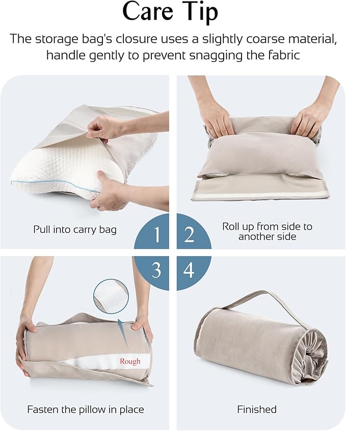 Travel Memory Foam CPAP Bed Pillow for Side & Back Sleepers, Portable Sleep Apnea Pillow with Storage Bag for All CPAP Masks Users, Washable Neck Support Pillow for Hotels Camping