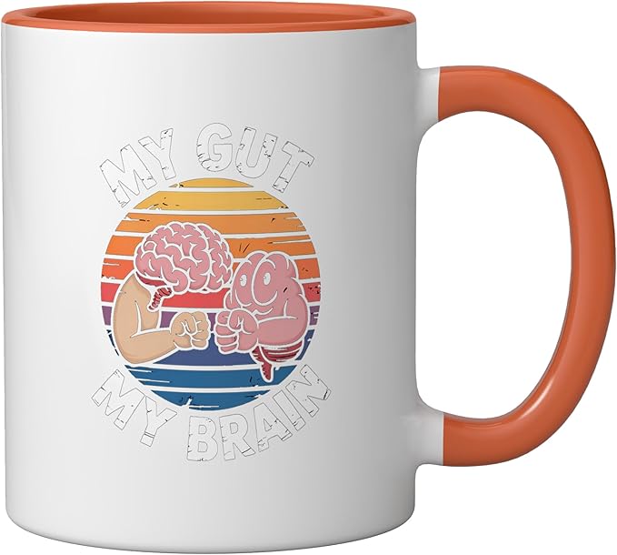 Relaxation Breathing Vagus Nerve Stimulation Stress Relief Ceramic Mug, Orange/White