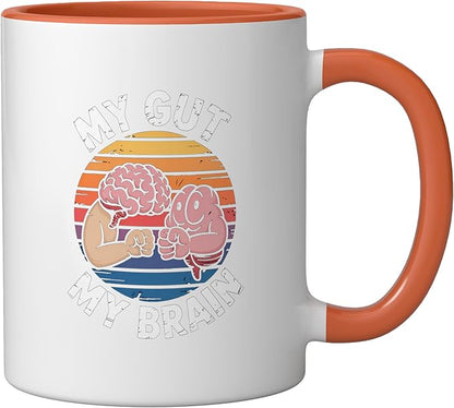 Relaxation Breathing Vagus Nerve Stimulation Stress Relief Ceramic Mug, Orange/White