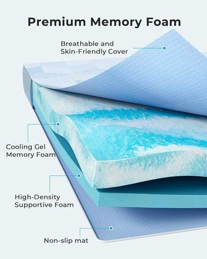 PERLECARE Medium Firm Mattress Topper Twin - 3 Inch Cooling Memory Foam Bed Topper for Pressure Relief, Soft and Supportive, Non-Slip and Washable Cover, CertiPUR-US Certified