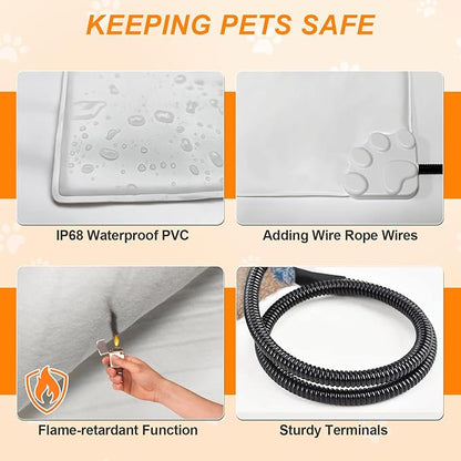 Extra Large Dog Heating Pad 47×30 in Waterproof PVC Large Heating Pad for Dogs，Smart Thermostat Heated Dog House，Reinforced Interface + Wire Rope Whelping Box for Dogs