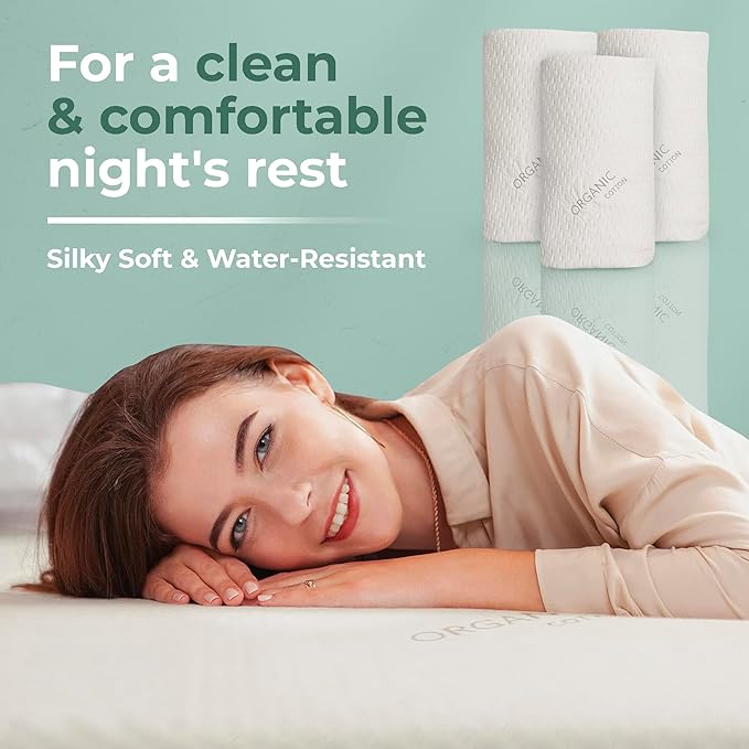 Memory Foam Mattress Protector - Organic Cotton, Eco-Friendly Greenshield Water Resistance, Kool-Flow Breathable Stretch Fabric, All USA Made, Best for Pillow-Top & Bed Topper Pads: California King