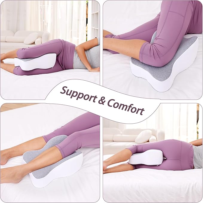 Knee Pillow for Side Sleepers, Long 13.8" Knee Leg Pillow for Side Sleeping, Memory Foam Smooth Spine Alignment Pillow, Sciatica Pain Relief Pillow with Ergonomic Design- Large, Gray (Original)
