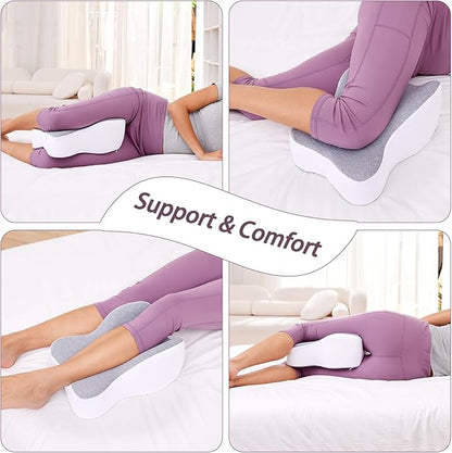Knee Pillow for Side Sleepers, Long 13.8" Knee Leg Pillow for Side Sleeping, Memory Foam Smooth Spine Alignment Pillow, Sciatica Pain Relief Pillow with Ergonomic Design- Large, Gray (Original)
