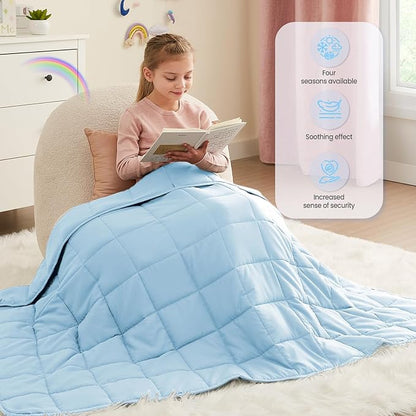 HOSUKKO Weighted Blanket - 10 lbs Lightblue Heavy Blanket - Breathable Blanket(41 * 60 inches, 10 lbs)