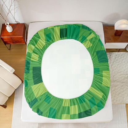 Pixelated Blocks Kids Queen Size Fitted Sheet,Video Games Abstract Gamepad Boys Girls Bed Sheets,Geometric Grid Patchwork Room Decor,Light Green Bedding Set,2 Pillowcases(No Flat)