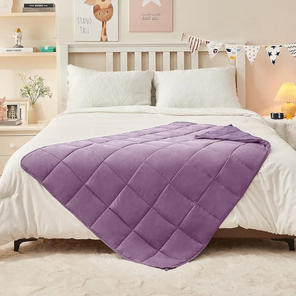 yescool Purple Weighted Blanket 3 Pounds Cooling Weighted Lap Blanket, Heavy Blanket for Sleeping, Weighted Throw Blanket Gift for 20-40lbs, 36"x48"