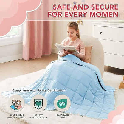 CuteKing Weighted Blanket - Weighted Blanket with Premium Glass Beads - Breathable Heavy Blanket for Comfort Sleep - Thick Blanket All Season (5lbs, 36"x48", Light Blue)