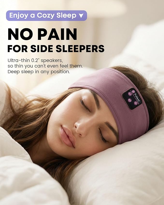 Sleep Headphones Headband for Side Sleepers - Bluetooth Wireless Music Headband with Stereo Speakers, Sweatproof for Sports and Meditation