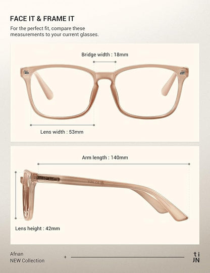 TIJN Blue Light Blocking Glasses for Women Men Clear Frame Square Nerd Eyeglasses Anti Blue Ray Computer Screen Glasses
