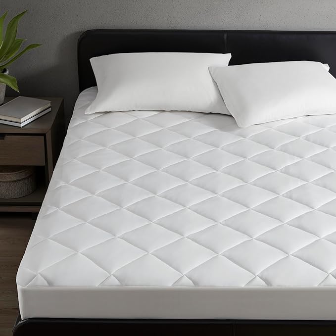 Sharper Image King Mattress Pad, Overfilled, Jersey Knit Ultra-Soft & Cooling Touch Mattress Pad for Bed, Cozy T-Shirt Handfeel Mattress Topper Fitted Pocket Fits Up to 18", King, White