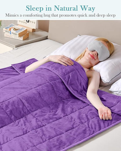 Topblan Weighted Blanket Queen Size 15lbs, Adult Weighted Blankets with Soft Warm Fabric for Sleeping and Calming, Adult Heavy Blanket for Sofa Bed, Purple, 60 x 80 inches