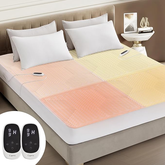 Multizone Waterproof Heated Mattress Pad, Individual Body &Feet Electric Mattress Bed Warmer 9 Heat Settings, 1-12Hours Auto Off, Deep Pocket, Fast Heating, Machine Washable Cal King 72" x 84"