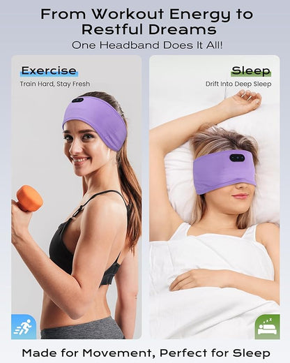 MUSICOZY Sleep Headphones Bamboo Cotton Headband, Wireless Bluetooth 5.4 Headphones for Sleeping Side Sleepers, Sleeping Headband for Men & Women, Ideal Gift for Travel, Workout, Yoga
