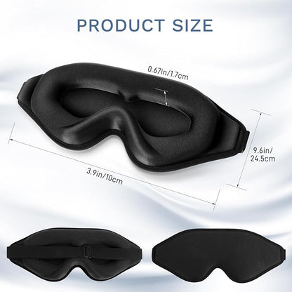 FlyCoco 99% Fully Block Out Light Eye Sleep Mask, 3D Deep Contoured Eyes Cover Zero Pressure, Long Lash Extension Eyes Mask with Adjustable Straps for Sleeping Travel Home Nap Rest Women Men (Black)