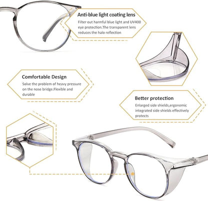 Outray 2 Pack Blue Light Reading Glasses Bifocal Safety Glasses with Readers Side Shields Anti-Saliva for Women Men