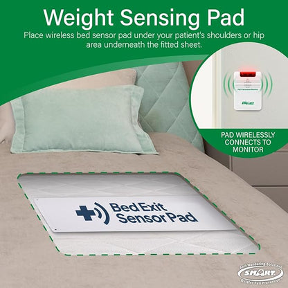 Smart Caregiver Wireless and Cordless Weight Sensing Bed Pad – 10” x 30” (Monitor or Alarm Included).