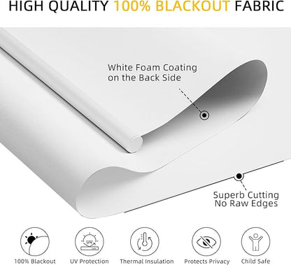 ChrisDowa Cordless Blackout Roller Shades for Windows, Thermal Insulated UV Protection Pull Down Shades, Total Blackout Window Blinds for Home, Office, Bedroom, Door (64" W x 72" H, White)