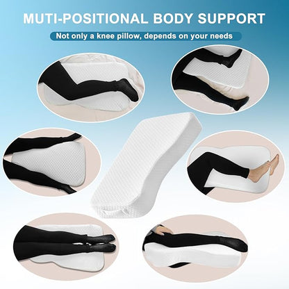 Knee Pillow for Side Sleepers, 100% Memory Foam Filling Leg Pillow for Side Sleeping, 4" Height Leg Pillow for Relieving Leg, Back, and Knee Pain Breathable & Pressure-Relieving Support - 18"x30"x4"