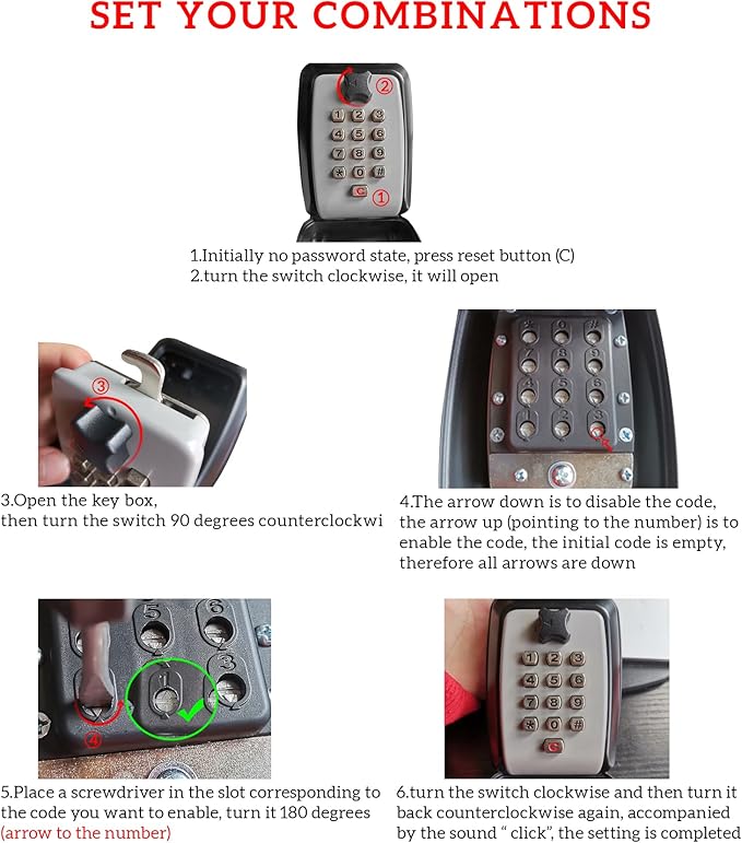 Push Button Lock Box,Outdoor Wall Mounted Key Storage Box with 10-Digit Keyboard Resettable Code,Protective Shell for Outside Weatherproof,Large Capacity,for Home,Outdoor