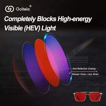 Goiteia Orange Blue Light Blocking Glasses-Retro 70s Blue Light Glasses for Men Women, Easier Sleep and Migraine Relief