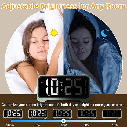 Loud Alarm Clock for Heavy Sleepers Adults, Vibrating Alarm Clock for Teens/Deaf, 7.5" Bright Clear Digital Screen, Adjustable Brightness with Night Light, 3 Levels Bed Shaker Under Pillow, Dual Alarm