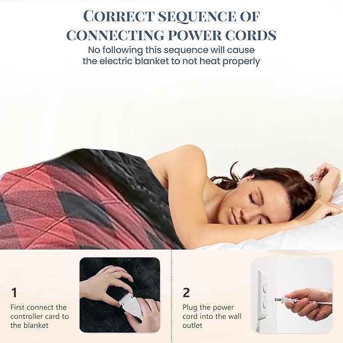 Thermee Micro Flannel Heated Blanket - Twin Size, 10 Settings, Rapid Heating, Rustic Check