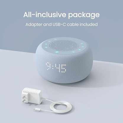 Buffbee Pro 2nd Gen – Upgraded to Rechargeable Battery | 3-in-1 Portable White Noise Sound Machine, Alarm Clock & Bluetooth Speaker for Sleep, Travel & Bedroom (Cloud Blue)