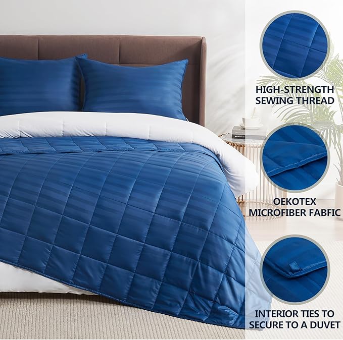 Weighted Blanket Queen Size (60"x80" 15lbs),Ultra Soft and Cozy Cooling Weighted Blanket Queen Size for Adult,Heavy Blanket with Machine Washable Soft Blanket, Navy Blue