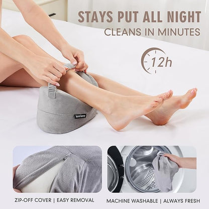 Knee Pillow for Side Sleepers Sciatica Pain Relief - Memory Foam Support Pillows Between Legs with Non-Slip Strap, Spine Alignment for Pregnancy, Hip, Knee, Back Pain