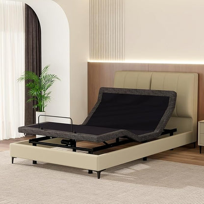 MUUEGM Adjustable Bed Base Frame, Ergonomic Electric Bed Bases with Wireless Remote Control and Head-Pillow-tilt, USB A&C, Massage, Zero Gravity, Anti-Snore, Full