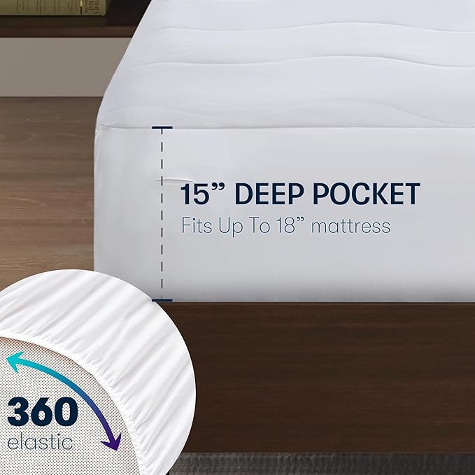 Serta Heated Mattress Pad Twin Size - Electric Mattress Pad, 10 Heat Setting Controller, Auto Shut Off Timer, Deep Elastic Pocket, Up to 17" Mattress, ETL Certified, Machine Wash, Twin, White