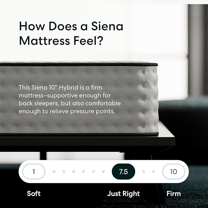 Siena 10” King Hybrid Firm Mattress with Bed Frame - Grey - Memory Foam & Innerspring System - Premium Pressure Relieving Layers - 180-Night Trial - 10 Year Mattress Warranty - Easy Assembly