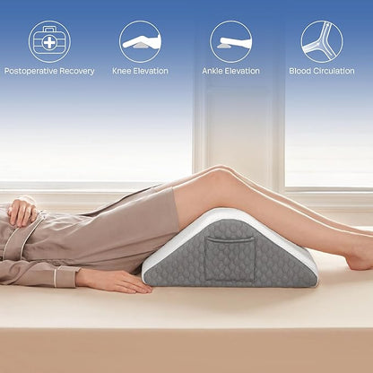 Triangle Wedge Pillow, Wedge Pillow for Acid Reflux, Back Pain Relief, Cooling Memory Foam Top, Bed Wedge Pillows for Headboard, Sleeping, Snoring, Back Support, After Surgery.
