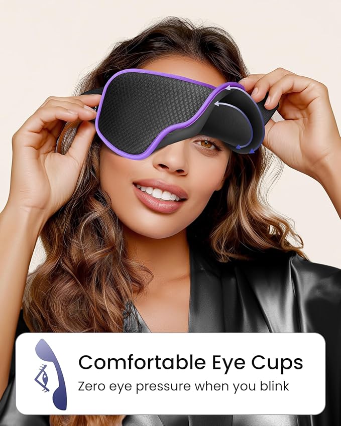WAOAW Sleep Mask for Men Women: Blackout Eye Masks for Sleep - 3D Breathable Soft Comfortable Eye Mask for Travel - Adjustable Light Blocking Night Masks for Sleeping