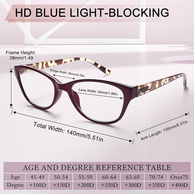 COJWIS 5 Pack Reading Glasses for Women Blue Light Blocking Computer Readers with Spring Hinge Anti Eye Strain Eyewear