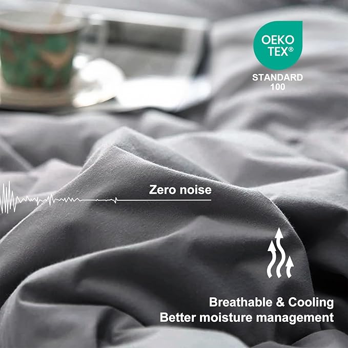 Lightweight Comforter Cooling Grey, All Season Duvet Insert Breathable Full Size Summer Bedding, Soft Microfiber Cool Down Alternative Quilt with Corner Tabs, 82x86 inch