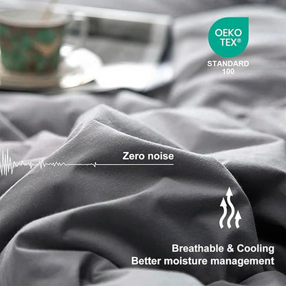 Lightweight Comforter Cooling Grey, All Season Duvet Insert Breathable Full Size Summer Bedding, Soft Microfiber Cool Down Alternative Quilt with Corner Tabs, 82x86 inch