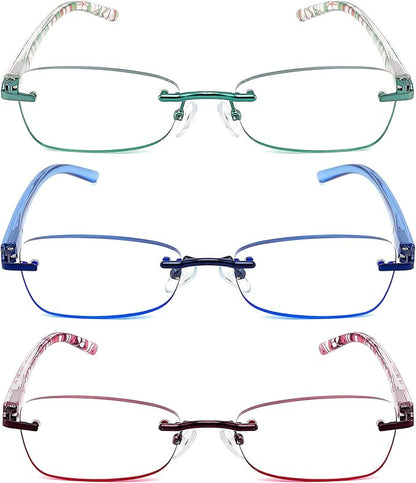 JJWELL 3 Pack Blue Light Blocking Reading Glasses for Women, Tinted UV Readers