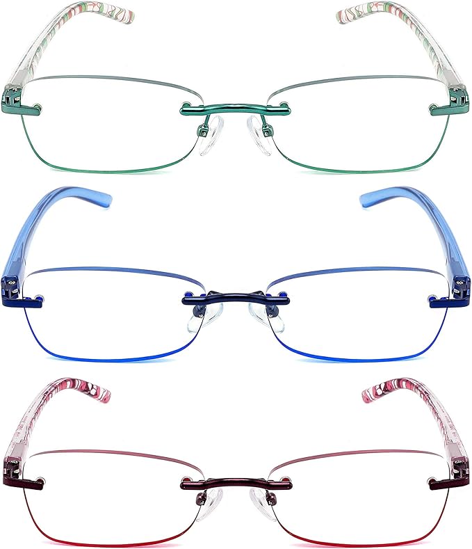 JJWELL 3 Pack Blue Light Blocking Reading Glasses for Women, Tinted UV Readers
